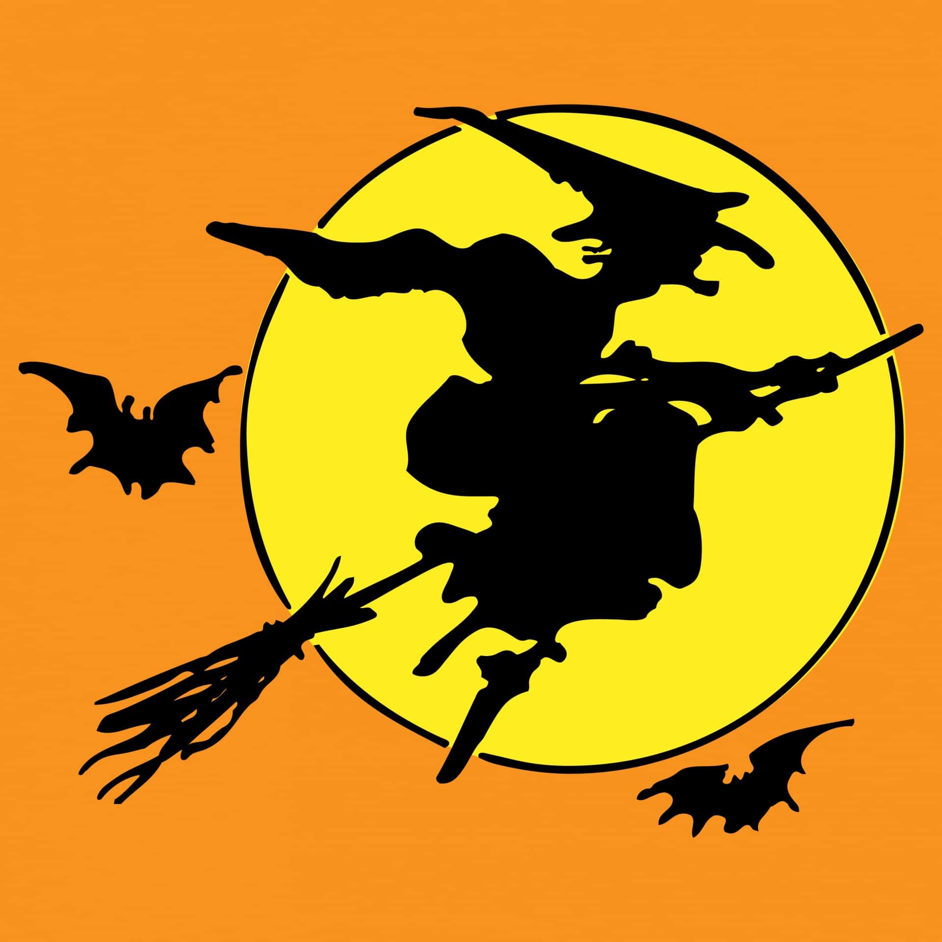 halloween witch on broomstick