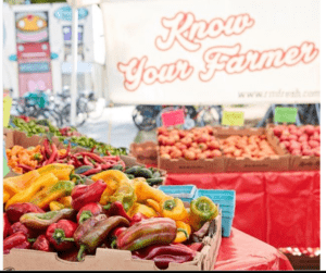 know your farmer banner at farmers market