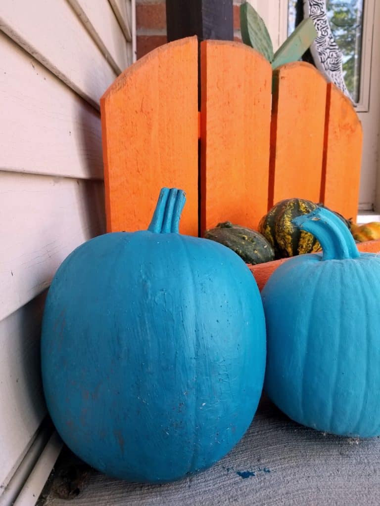 pumpkins painted in blue